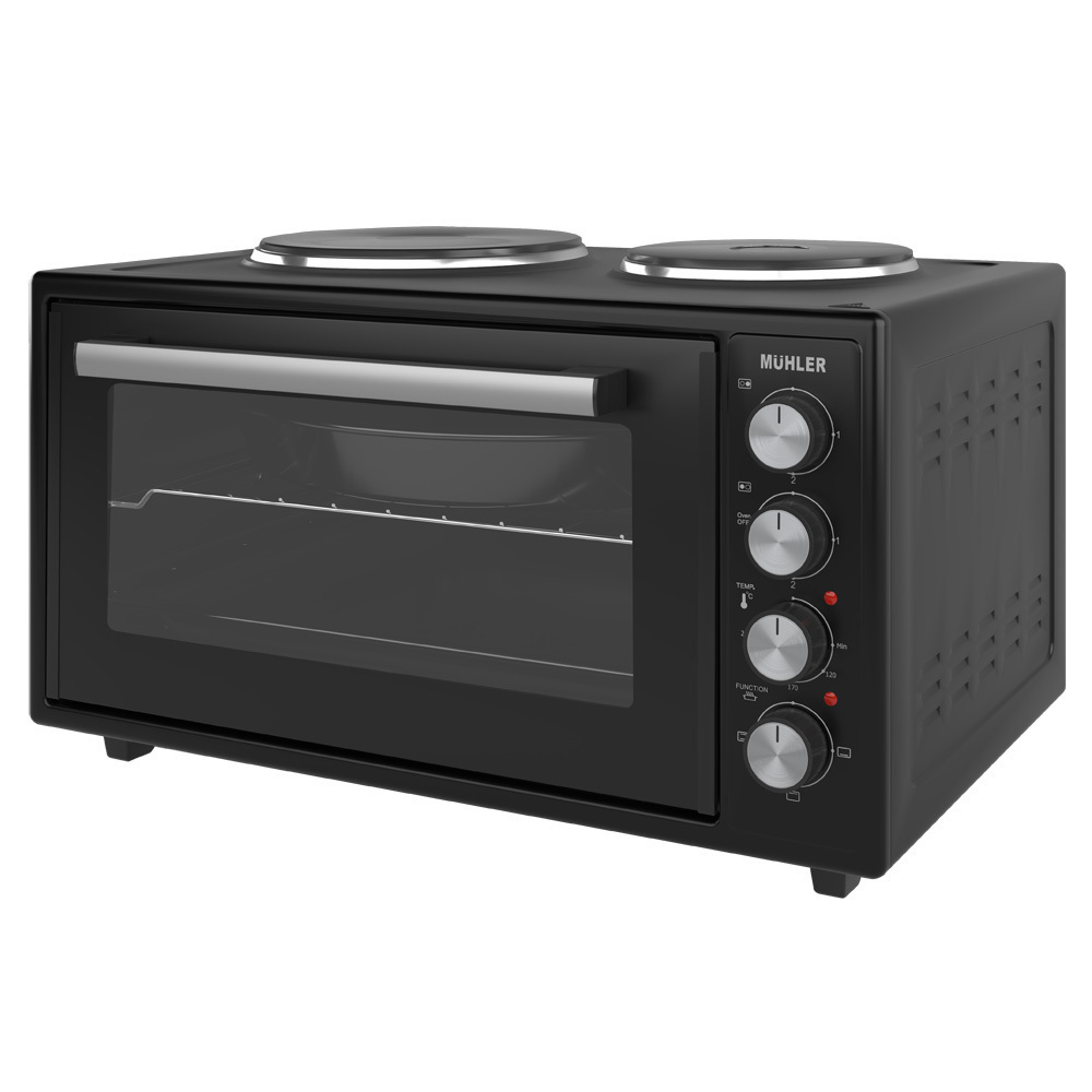 Muhler Ηλεκτρικό Φουρνάκι 45lt με 2 Εστίες Μαύρο, MC-4522, Muhler